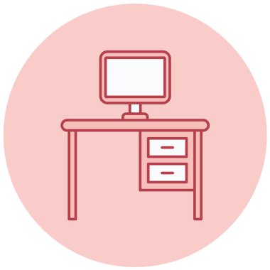 masaüstü bilgisayar düz simgesi. vektör illüstrasyonu