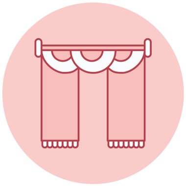 pencere perdeleri simgesi düz illüstrasyon 