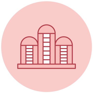 Bina, üniversite, mülk, inşaat, otel. Web simgesi vektör illüstrasyonu