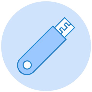 USB flash disk simgesi. Web tasarımı için bilgisayar çipi vektör simgelerinin basit çizimi