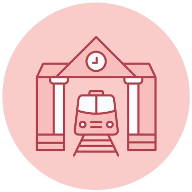  Tren İstasyonu Vektör Kabartma Simgesi Tasarımı