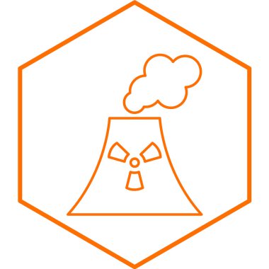 Nükleer enerji hattı simgesi, vektör illüstrasyonu