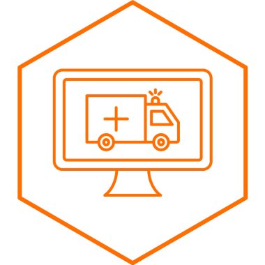 Çevrimiçi Ambulans simgesi, vektör illüstrasyonu