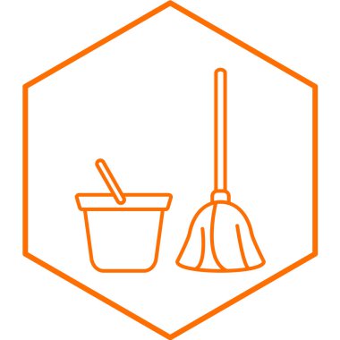 Süpürge simgesi. Vektör çizim