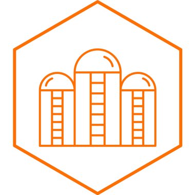 Beyaz arka plan üzerinde izole anahat tarzı bina simgesini. İnşaat sembolü