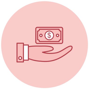 el ele tutuşan para çizgisi vektör simgesi