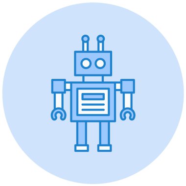 çizgi robot simgesi, vektör illüstrasyonu