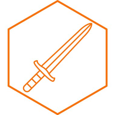 Kılıç simgesi. Web için ortaçağ bıçak vektör simgelerinin özet çizimi