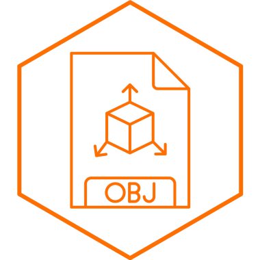 OBJ dosya simgesi, vektör illüstrasyonu