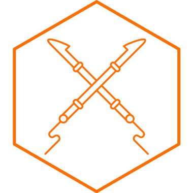 Çapraz kılıç simgesi beyaz arkaplanda izole edildi. vektör illüstrasyonu