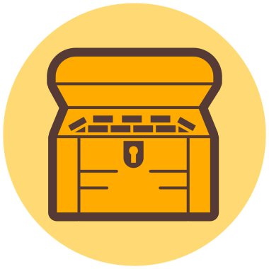 Altın dolu bir kutu. Web simgesi basit illüstrasyon