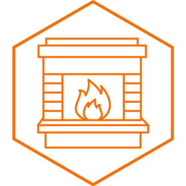 Ateş alevi ikon vektör illüstrasyon tasarımlı şömine