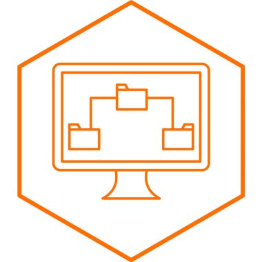 Veri simgesi olan bilgisayar monitörü. vektör illüstrasyonu