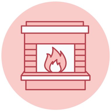 Şömine. Web simgesi basit illüstrasyon