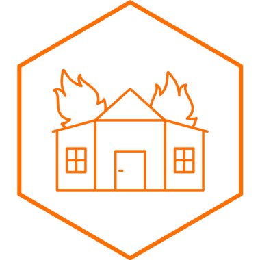 İtfaiye ikonu. Web için yanan şömine vektör simgelerinin özet çizimi