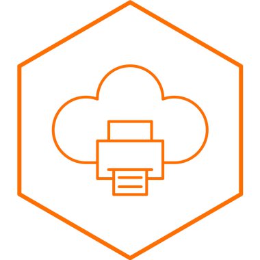 Bulut Yazdırma simgesi, vektör illüstrasyonu