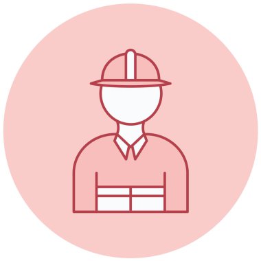 İnşaat işçisi ikonu. Beyaz arkaplanda izole edilmiş web tasarımı için miğfer vektör simgelerinin basit çizimi