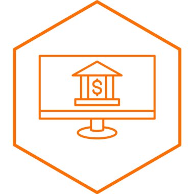 Çevrimiçi Bankacılık basit simgesi, vektör illüstrasyonu