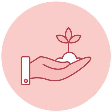 Bir filizi tutan el. vektör illüstrasyonu