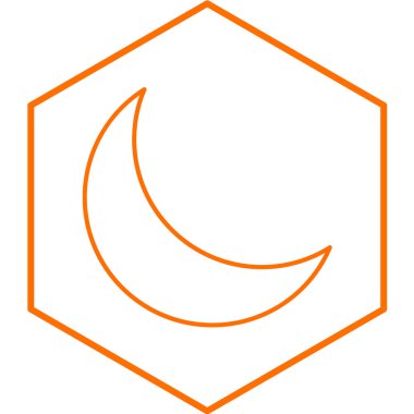 Turuncu çizgi ay simgesi beyaz arkaplanda izole edildi. vektör illüstrasyonu