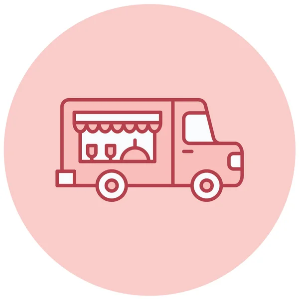 Fast Food Camion Icona Vettore Illustrazione — Vettoriale Stock