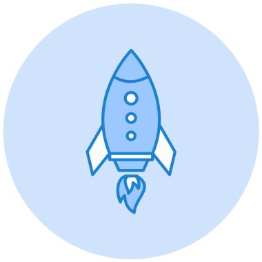 Roket. Web simgesi basit illüstrasyon