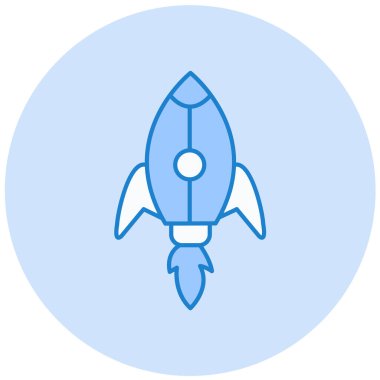 Roket. Web simgesi basit illüstrasyon