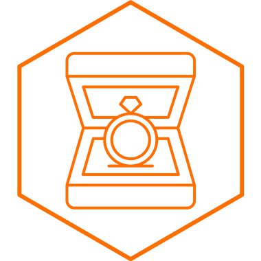 Altın çizgili elmas yüzük ikonu beyaz arkaplanda izole edilmiş. vektör illüstrasyonu