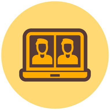 İnsanların simgesi olan dizüstü bilgisayar, vektör illüstrasyonu basit tasarım