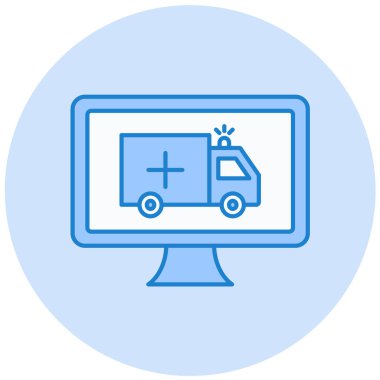 Ambulans. Web simgesi basit illüstrasyon