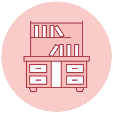 Kitaplık. Web simgesi basit illüstrasyon