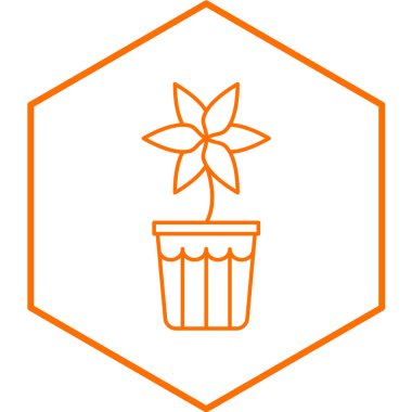 Bitki saksısı ikon vektör illüstrasyonu