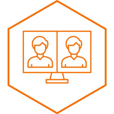 Çevrimiçi Buluşma basit simgesi, vektör illüstrasyonu