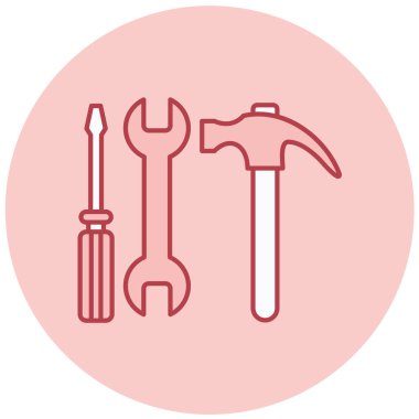 İngiliz anahtarı ve tornavida düz simgesi, vektör illüstrasyonu