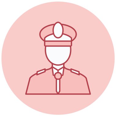 Düz daire içinde polis memuru simgesi web için izole vektör illüstrasyonu