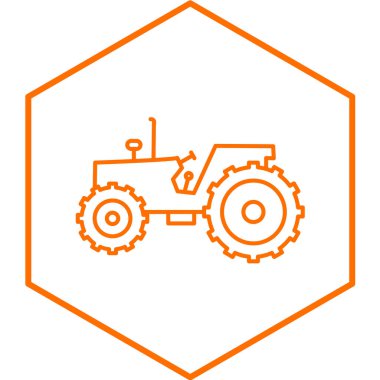 Beyaz arkaplanda izole edilmiş, düz stil bir traktör simgesi. vektör illüstrasyonu