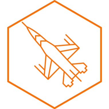 Askeri savaş jeti ikonu. Web için savaş vektör simgelerinin özet çizimi