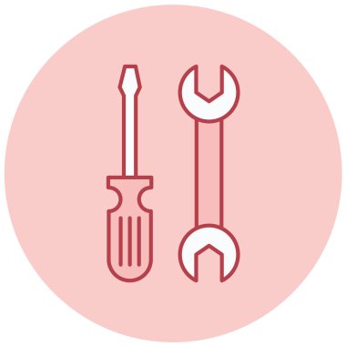 İngiliz anahtarı, tornavida, onarım, araç, servis, bakım, araçlar, inşaat, vektör illüstrasyonu