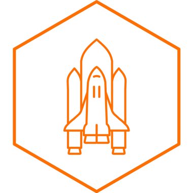 Moda stili izole edilmiş arkaplanda uzay mekiği simgesi