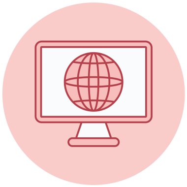 Ekranda vektör küre düz simgesi 