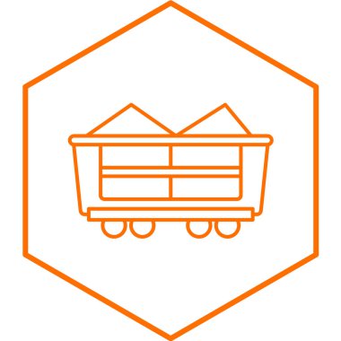 Karavanı ve tren istasyonu olan deponun çizgi simgesi