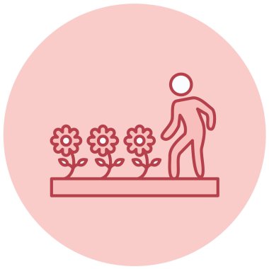 Çiçek simgesi olan insan, basit tasarım vektör çizimi