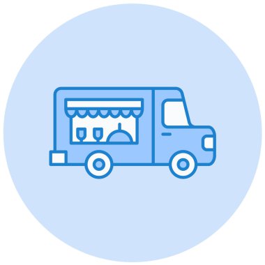 Fast food kamyon simgesi, vektör illüstrasyonu