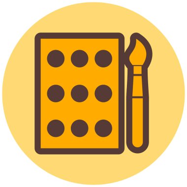 Fırça simgesi ve vektör illüstrasyonlu not defteri basit tasarım