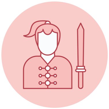 Kılıçlı ve kalkan ikonlu adam. vektör illüstrasyonu