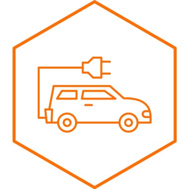 Fiş ikonlu elektrikli araba. vektör illüstrasyonu