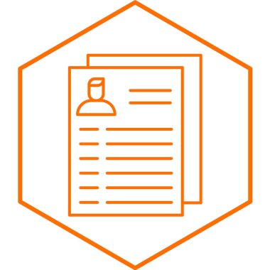 Arka planda izole edilmiş özgeçmiş simgesi. Kimlik sembolü. İnsan avatarı. İş konsepti. vektör illüstrasyonu