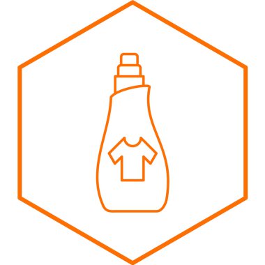 Beyaz çizgi temizleme şişesi simgesi yeşil arkaplanda izole edildi. vektör illüstrasyonu