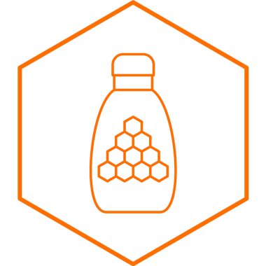 Bal kavanozu ikonu. bal peteği vektörünün turuncu çizimi. 