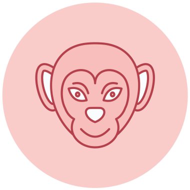 maymun düz simgesi, vektör illüstrasyonu